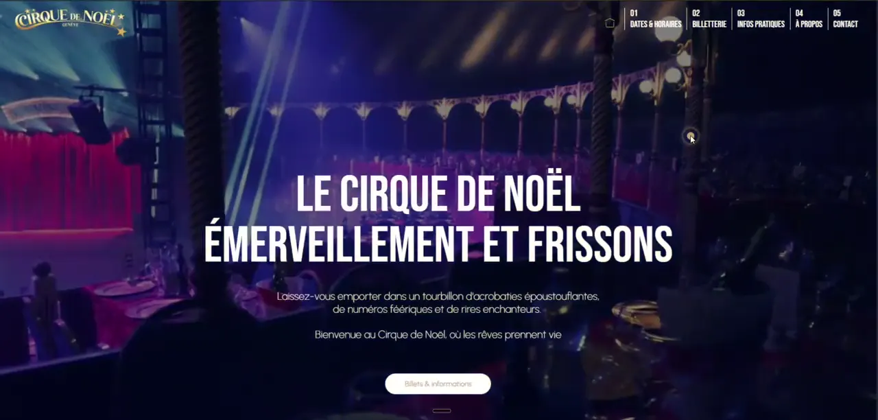 Site Cirque de Noël, réalisé par Web journey