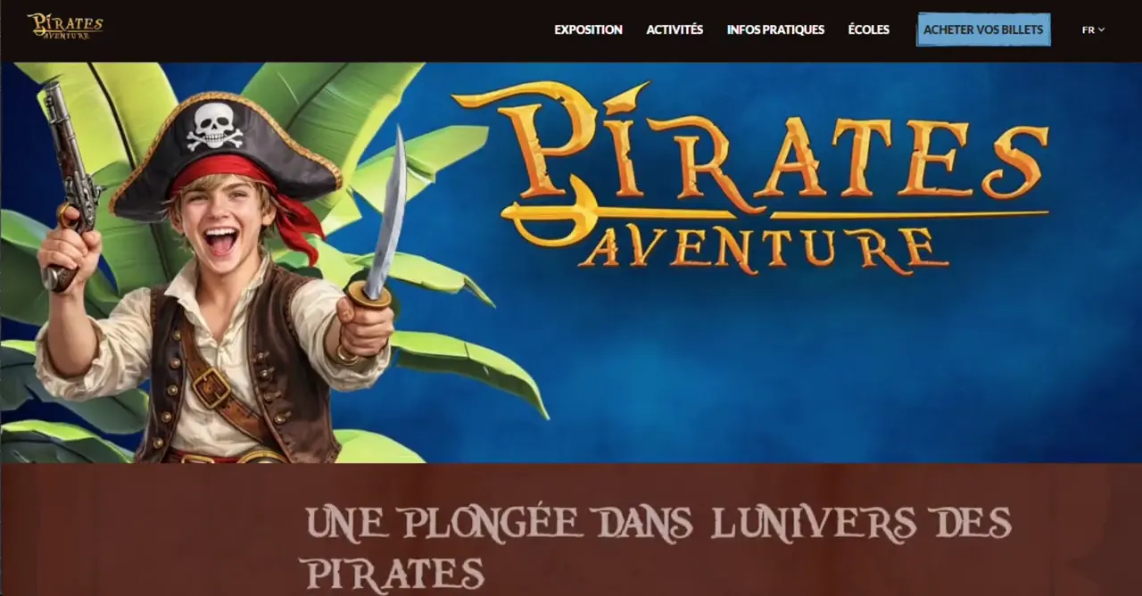 Site Pirates Aventure, réalisé par Web journey