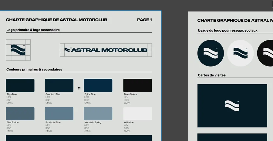 Site Charte graphique d'Astral Motorclub, réalisé par Web journey